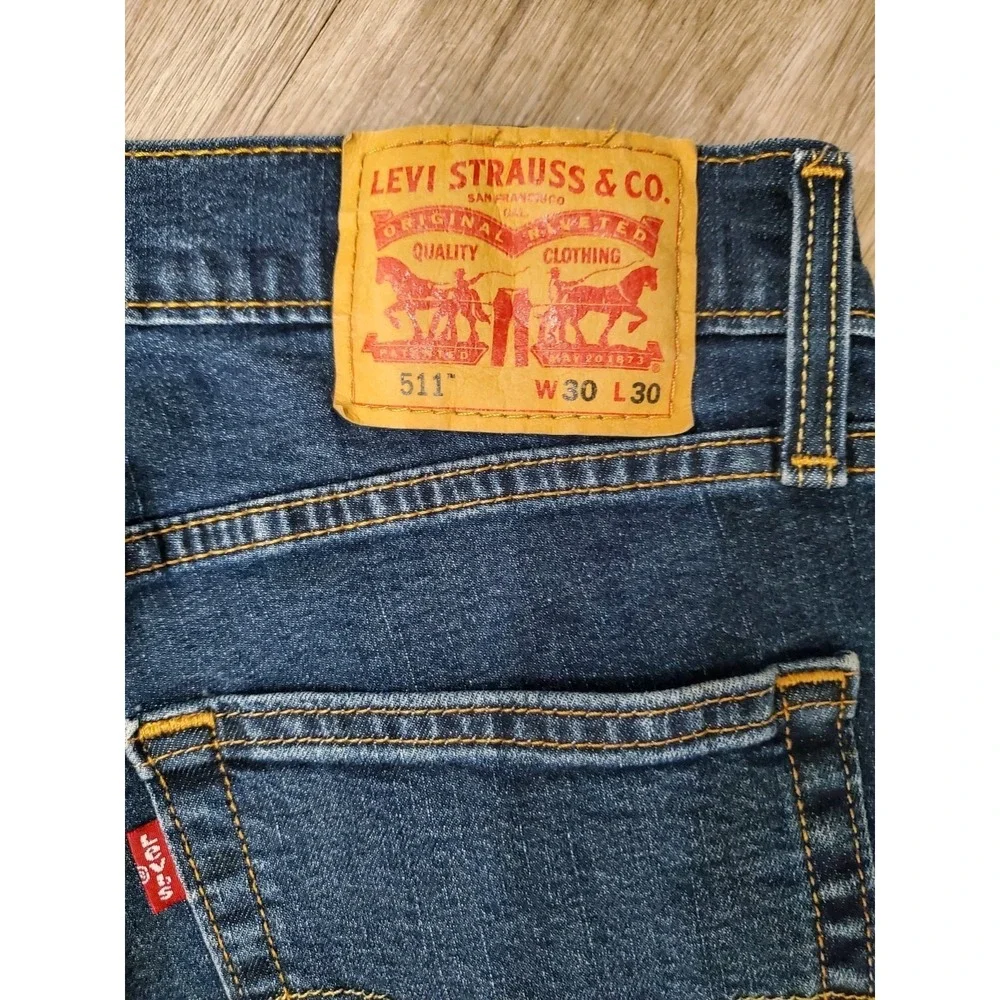 Levi's 511 Jeans Men's 30x30 Blue Slim Straight Stretch Denim Medium Wash